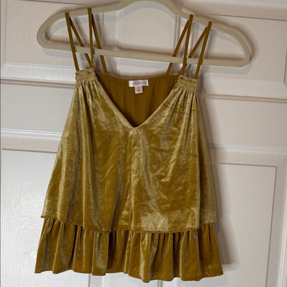 Xhilaration Velvet Double Strap Camisole in Gold